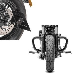 Set: Pare cylindre Mustache compatible avec Harley Davidson Sportster 04-20 pare carter noir Craftride + Support de plaque latéral S compatible avec Harley Davidson Sportster 04-20 noir Craftride