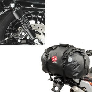 Set: Stoßdämpfer 10,5 Zoll passend für Harley Davidson Sportster 04-20 Federbeine von Craftride schwarz + Motorrad Hecktasche Drybag Bagtecs XF60 Wasserdicht Volumen 60l