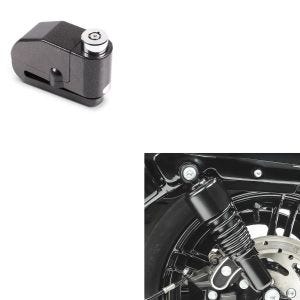 Set: Stoßdämpfer 10,5 Zoll passend für Harley Davidson Sportster 04-20 Federbeine von Craftride schwarz + Bremsscheibenschloss Alarm 120dB BS-Motoparts Diebstahlschutz Motorrad schwarz