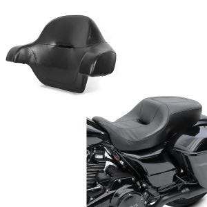 Set: Komfortsitzbank passend für Harley Davidson Touring 14-24 Craftride Hammock schwarz + Motorrad Rückenpolster Topcase Craftride passend für Harley Davidson King Tour Pak 14-24
