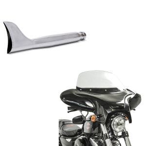 Set: Carenage Batwing avec Pare Brise pour Chopper et Custombikes + Pot d'échappement Fishtail Silencieux Moto droite universel
