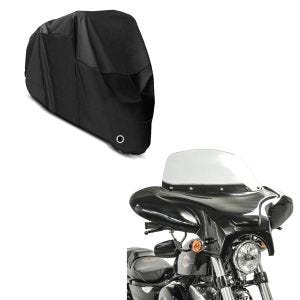 Set: Batwing Verkleidung passend für Chopper und Custombikes mit Windschild + Abdeckplane XL Abdeckhaube in