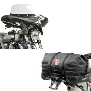 Set: Batwing Windschild für Chopper und Custombikes + Hecktasche SX70 70Ltr wasserdicht in schwarz_1