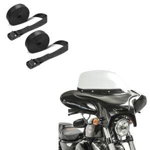 Set: Batwing Windschild für Chopper und Custombikes + Spanngurt Set Zurrgurte 150cm 2 Stück in schwarz_1