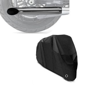 Set: Endschalldämpfer Universal Caferacer Turn Out schwarz + Abdeckplane XL Faltgarage schwarz_1