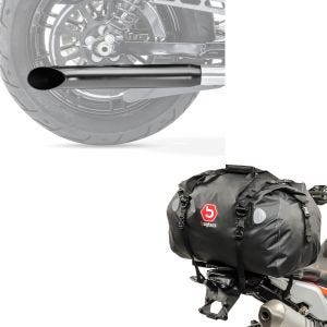 Set: Endschalldämpfer Universal Caferacer Turn Out schwarz + Hecktasche Drybag XF60 Wasserdicht Volumen 60l_1