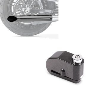 Set: Pot d'échappement Universal Caferacer Turn Out noir + Antivol bloque disque Alarme 110dB BS-Motoparts Moto antivol noir
