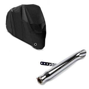 Set: Endschalldämpfer Universal Caferacer Turn Out chrom + Abdeckplane XL Faltgarage schwarz_1