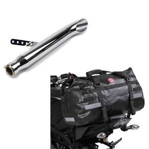 Set: Pot d'échappement Universal Caferacer Turn Out + Sacoche de selle Moto arrière XB50 Dry Bag Etanche Volume 50l