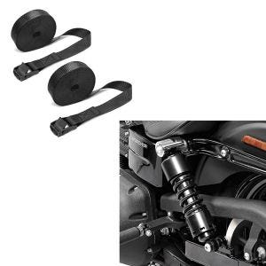 Set: Stossdämpfer 11" für Harley Dyna 1991-2017 Tieferlegung + Spanngurt Set Zurrgurte 150cm 2 Stück in schwarz_1