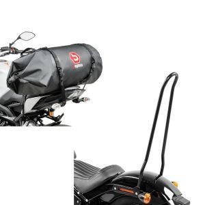 Set: Sissybar für Harley Davidson Softail 18-21 Tampa XL schwarz + Gepäckrolle Hecktasche BR50 Packsack Wasserdicht 50 Liter_1