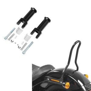 Set: Sissybar für Harley Davidson Softail 18-21 Tampa S schwarz + Sozius Fussrasten-Halter für Harley Davidson Softail 18-21 schwarz_1