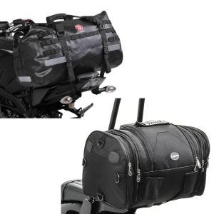 Set: Hecktasche Drybag XB50 Wasserdicht Volumen 50l + Hecktasche RB1 Gepäckrolle 24-30Ltr passend für Chopper Cruiser