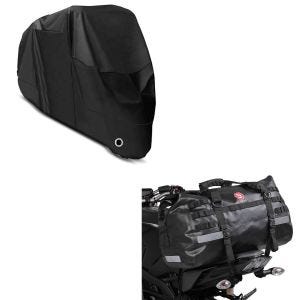 Set: Hecktasche Drybag XB50 Wasserdicht Volumen 50l + Abdeckplane XL Faltgarage schwarz_1