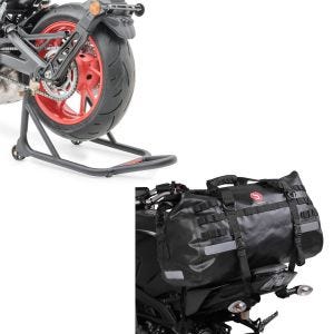 Set: Hecktasche Drybag XB50 Wasserdicht Volumen 50l + Basis Hinterrad Montageständer schwarz matt