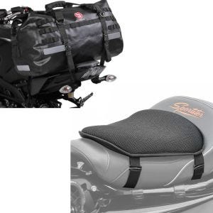 Set: Hecktasche Drybag XB50 Wasserdicht Volumen 50l + Gel Sitzkissen M Universal Komfortkissen schwarz