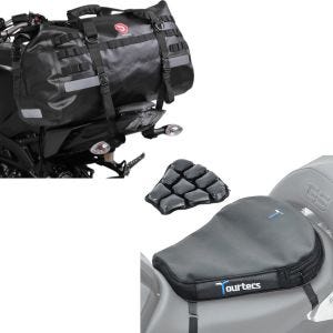 Set: Hecktasche Drybag XB50 Wasserdicht Volumen 50l + Luftkissen Air Deluxe M Komfort Sitzkissen in schwarz