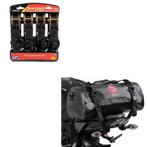Set: Hecktasche Drybag XF30 Wasserdicht Volumen 30l + Spanngurt Set Ratsche mit 4x Zurrschlaufe schwarz_1