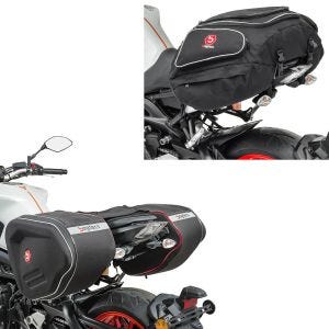 Set: Seitentaschen RF1 40-60 Liter Volumen Softshell + Hecktasche X50 Gepäcktasche hinten 50Ltr in schwarz
