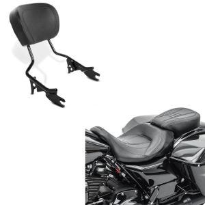 Set: Komfort Sitzbank für Harley Touring 09-20 CV schwarz + Sissybar für Harley Davidson Touring Modelle 09-20 in schwarz_1