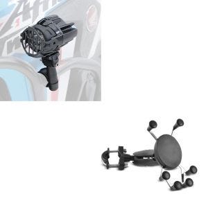 Set: LED Zusatzscheinwerfer mit Sturzbügel Halter und Schutzgitter S22X + Smartphonehalter SH8 passend für Lenker Handyhalter Aluminium Halterung