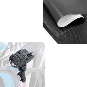 Set: LED Zusatzscheinwerfer mit Sturzbügel Halter und Schutzgitter SX22 + Wrapping Klebefolie Carbonfolie 75x100cm Carbon-Look 3D in schwarz