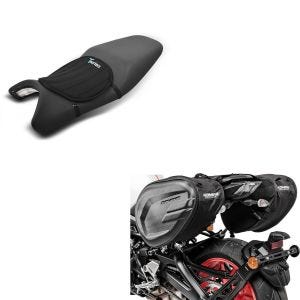 Set: Seitentaschen CRB 40-60 Liter Volumen Softshell + Gel Sitzkissen Neopren M Gelkissen Sitzauflage in schwarz