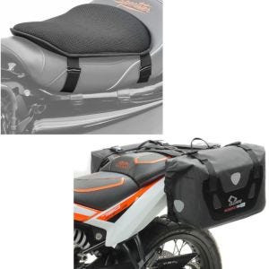Set: Satteltaschen Wasserdicht RB25 mit Rollverschluss + Gel Sitzkissen M Tourtecs Universal Komfortkissen schwarz_1
