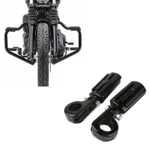 Set: Pare cylindre Mustache compatible avec Harley Davidson Softail 18-24 Pare Moteur 32mm noir Craftride + Moto Respose-Pied pour pare cylindre Craftride CF15 pour 32mm en noir