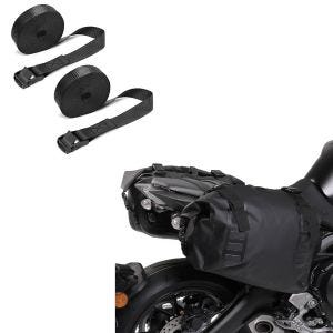 Set: Sacoches cavalières laterales etanches WD1 2x43l + Moto Sangle Set sangle arrimage 200cm 2 pièces en noir