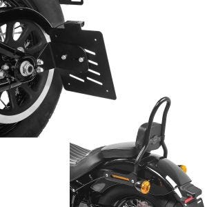 Set: Sissybar S für Harley Softail 18-20 SRL schwarz + Seitlicher Kennzeichenhalter S für Harley Softail 18-21_1