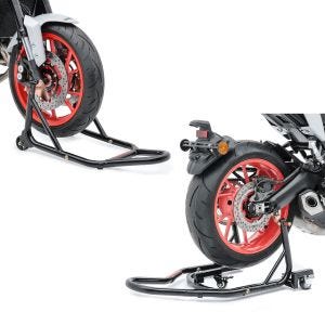 Set: Béquille de Range Arrière Mover II Racing noir + Béquille d'atelier roue avant Front
