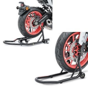 Set: Rangierhilfe Montageständer Hinterrad Mover 2 Racing schwarz matt + Montageständer Vorderrad Fork ständer mit Dornaufnahme schwarz_1
