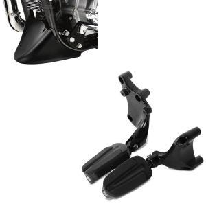 Set: Respose pieds passager compatible avec Harley Davidson Sportster 2014-2019 Craftride avec support en noir + Sabot Moteur Moto Craftride Déflecteur avant compatible avec Harley Davidson Sportster 04-20 en noir