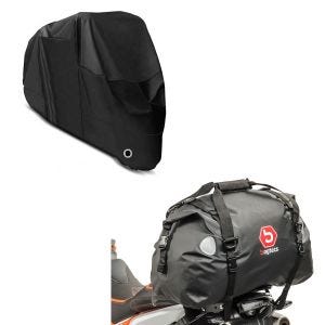 Set: Hecktasche Drybag XF40 Wasserdicht Volumen 40l + Abdeckplane XL Faltgarage schwarz_1