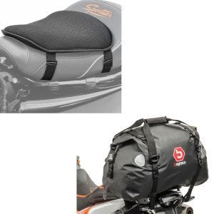 Set: Hecktasche Drybag XF40 Wasserdicht Volumen 40l + Gel Sitzkissen M Tourtecs Universal Komfortkissen schwarz_1
