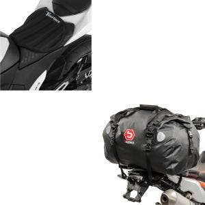 Set: Hecktasche Drybag XF60 Wasserdicht Volumen 60l + Gel Sitzkissen Tourtecs Neopren L Gelkissen Sitzauflage in schwarz_1