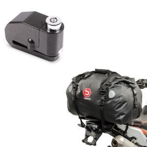 Set: Hecktasche Drybag XF60 Wasserdicht Volumen 60l + Bremsscheibenschloss Alarm 120dB schwarz_1