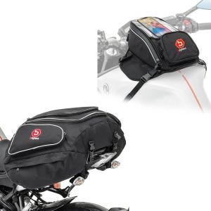 Set: Tankrucksack MR4 mit Magnet und Riemenbefestigung 9Ltr + Hecktasche X50 Gepäcktasche hinten 50Ltr in schwarz_1
