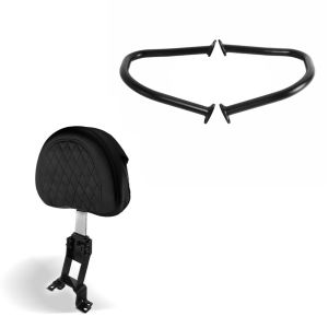 Set: Fahrer Rückenlehne Sissybar DM passend für Indian 14-24 + Sturzbügel Hinten passend für Indian Chief, Chieftain, Roadmaster 15-24