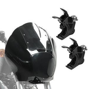 Set Masque de lampe avant foncé + fixations pare-brise 39mm compatible avec Harley Davidson Sportster 88-20 et Dyna 91-05 Craftride noir