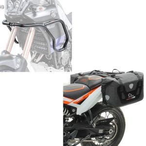 Set: Pare carter haut compatible avec Yamaha Tenere 700 19-24 crashbar Réservoir + Sacoches cavalières laterales etanches RB25 fermeture à enroulement