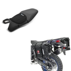 Set: Satteltaschen Wasserdicht WP8 2x30L Rollverschluss Seitentasche + Gel Sitzkissen Tourtecs Neopren M Gelkissen Sitzauflage in schwarz_1