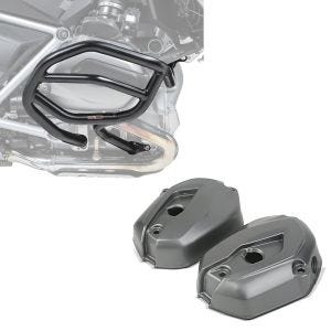 Set: Couvercle de soupape compatible avec BMW R 1200 GS 13-18/Adventure 14-18 + Pare carter compatible avec BMW R 1200 GS 13-18 XL4 garde moteur
