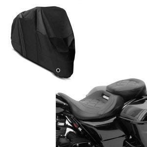Set : Sitzbank RH3 passend für Touring 09-21 Komfortsitzbank in schwarz + Abdeckplane XXXL Abdeckhaube in schwarz