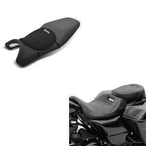 Set: Motorrad Sitzbank Craftride RH3 passend für Harley Davidson Touring 09-24 Komfortsitzbank in schwarz + Motorrad Gel Sitzkissen Tourtecs Neopren M Gelkissen Sitzauflage in schwarz