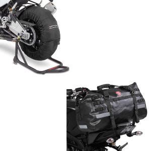 Set: Moto Couvertures Chauffantes 60-80-95 °C avant et arrière 17 " + Sacoche de selle Moto arrière XB50 Dry Bag Etanche Volume 50l