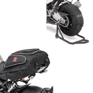 Moto Couvertures Chauffantes 60-80-95 °C avant et arrière 17 " + Moto Sacoche de selle X50 Porte-bagages arrière 50Ltr en noir