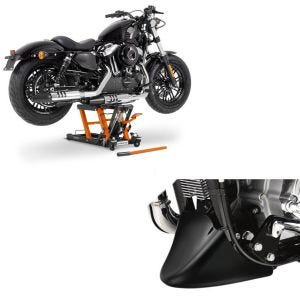 Set: Hebebühne Mid L für Harley und Chopper bis 680kg og + Bugspoiler Harley Davidson Sportster 04-20 in schwarz_1