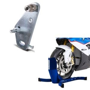 Set: Adaptateur pour Power compatible avec Aprilia RSV4 09-14 + Bloque Roue Easy-Plus Bequille Avant à 21 Pouces bleu
